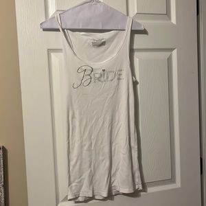 Victoria’s Secret white ribbed Bride tank in silver letters size XL